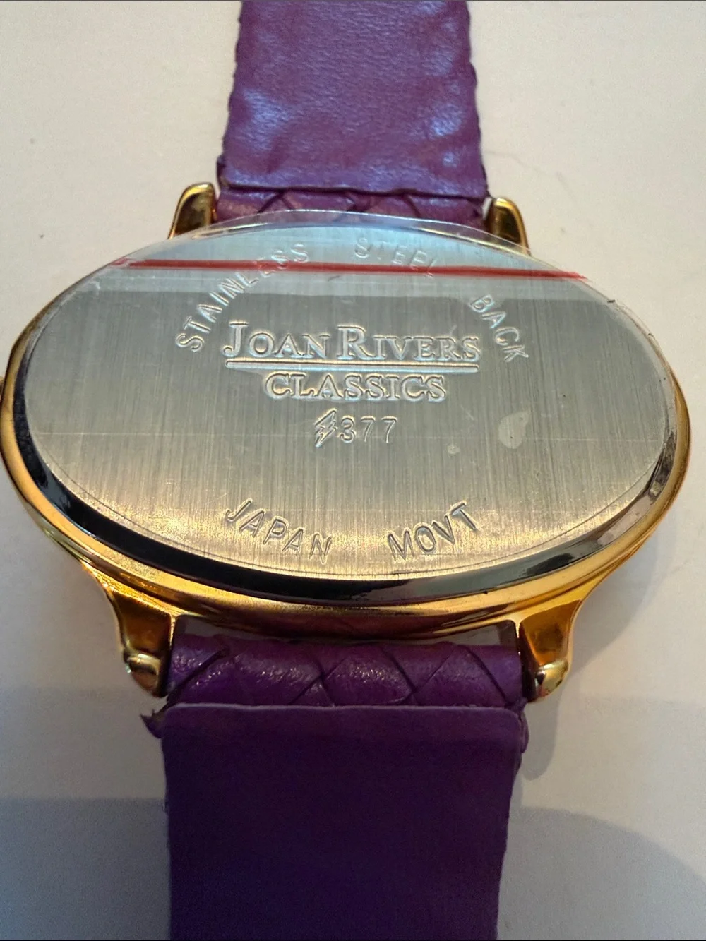 Joan Rivers Purple Braided Leather Strap Watch with Gold-Tone Case